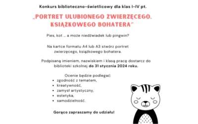 Konkurs biblioteczny „PORTRET ULUBIONEGO ZWIERZĘCEGO BOHATERA”