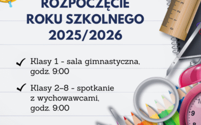 Rozpoczęcie roku szkolnego 2025/2026. Uwaga – zmiana sali dla klasy 5a.