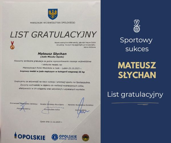 List gratulacyjny dla Mateusza – wielki sukces sportowy!