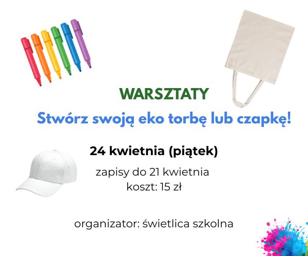 Warsztaty: malowanie eko toreb i czapek